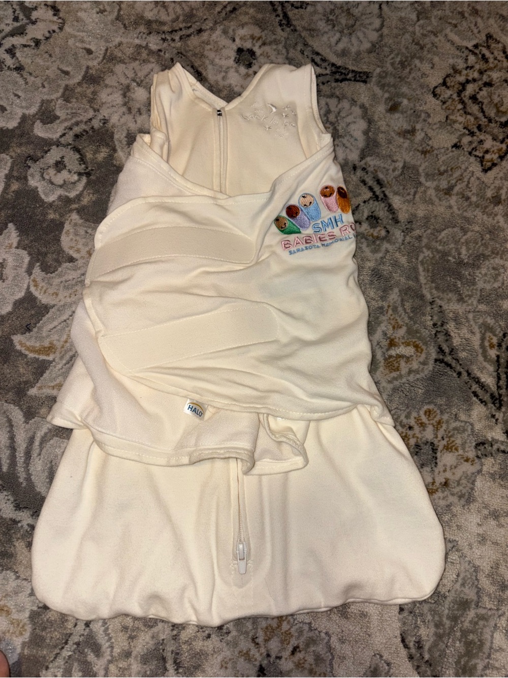 Halo Cream Infant Swaddle Sleep Sack with Embroidered Birds New never used